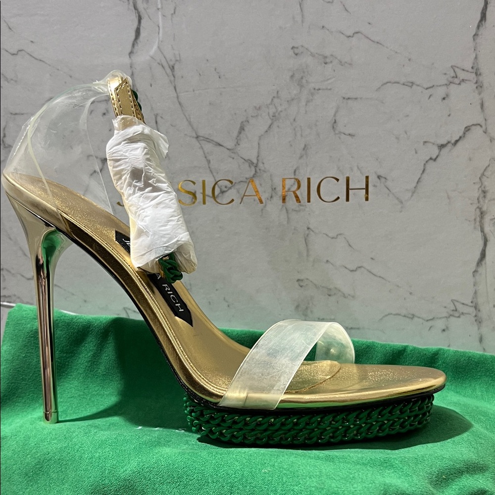 Jessica Rich Gold and Clear Women's Stiletto Heels